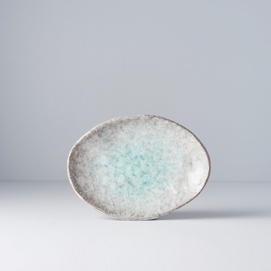 Plate Oval 20x14cm Aqua Splash Glaze - Image 3