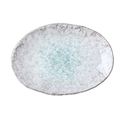 Plate Oval 24x17cm Aqua Splash Glaze - Image 5