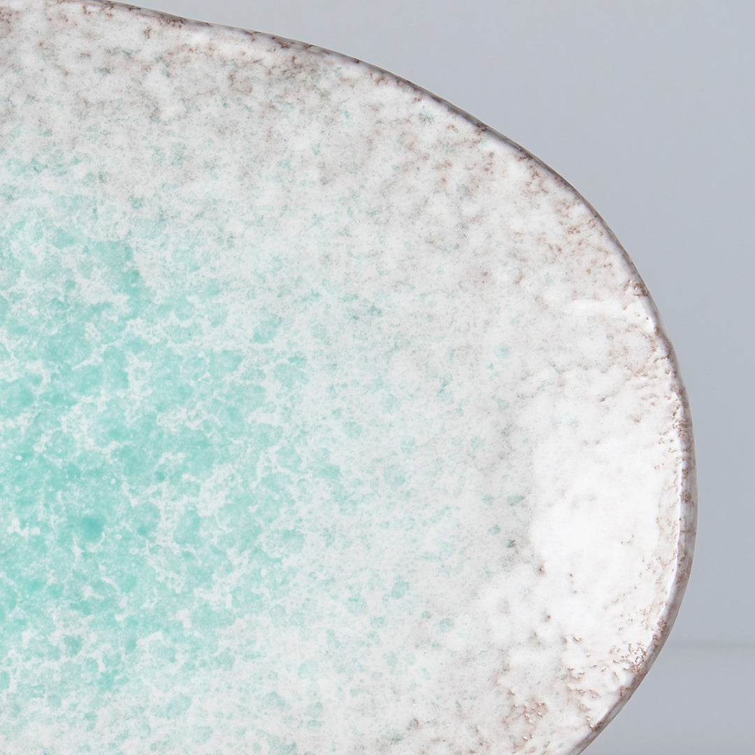 Plate Oval 24x17cm Aqua Splash Glaze - Image 2