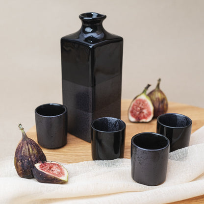 Sake Set 5pcs Gunmetal Black Glaze - Image 3