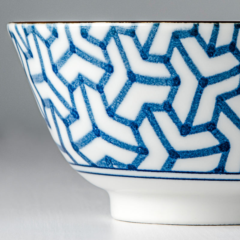 Bowl 13cm Indigo Ikat Herringbone Design - Image 2