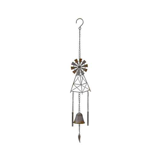 Hanging Windmill w Cast Iron Bell 78cm