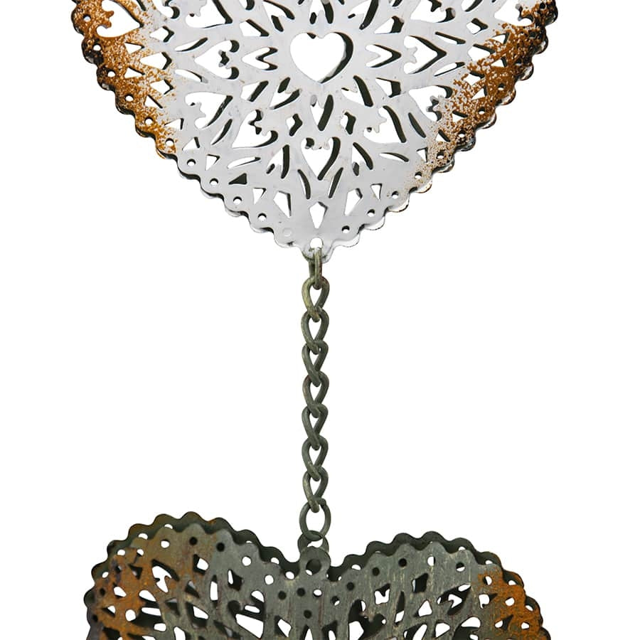 Hanging Hearts w Cast Iron Bell 87cm