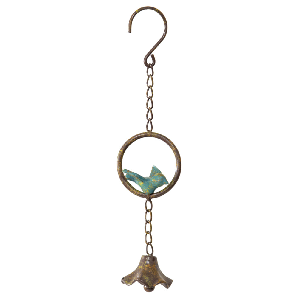 Cast Iron Happy Bluebird in Ring w Bell 31cm