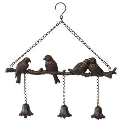 Hanging Lovebirds on Branch w 3 Bells 48cm