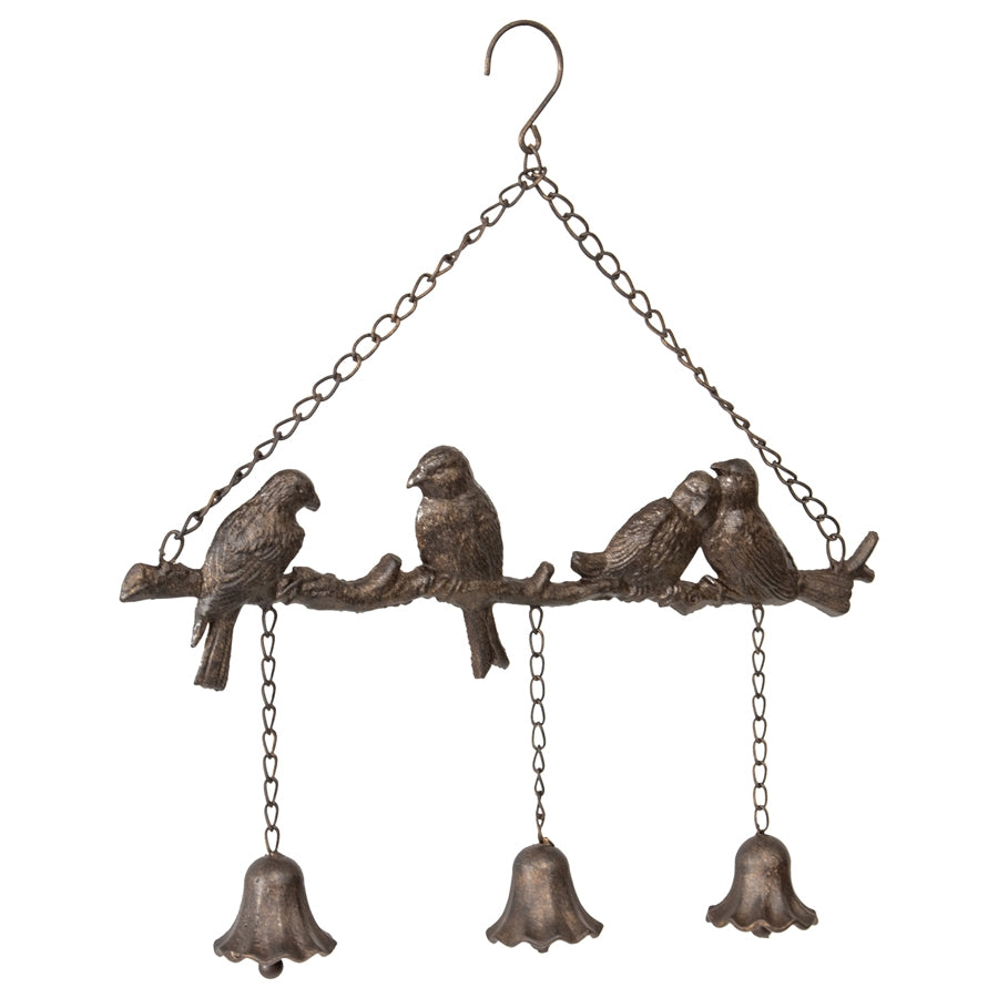 Hanging Lovebirds on Branch w 3 Bells 48cm - Image 4