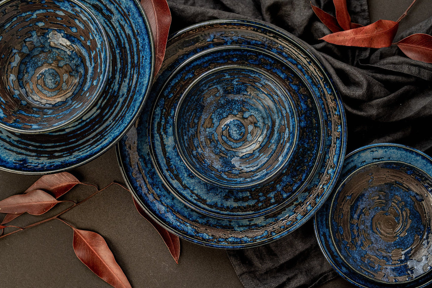 Pasta Bowl 24cm Copper Swirl Glaze - Image 4