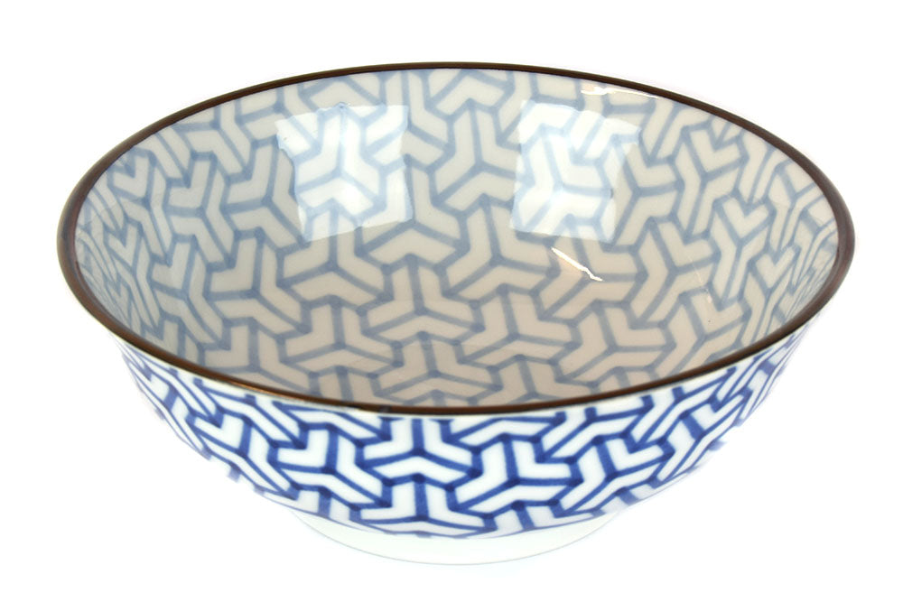 Bowl 19cm Indigo Ikat Herringbone Design - Image 3