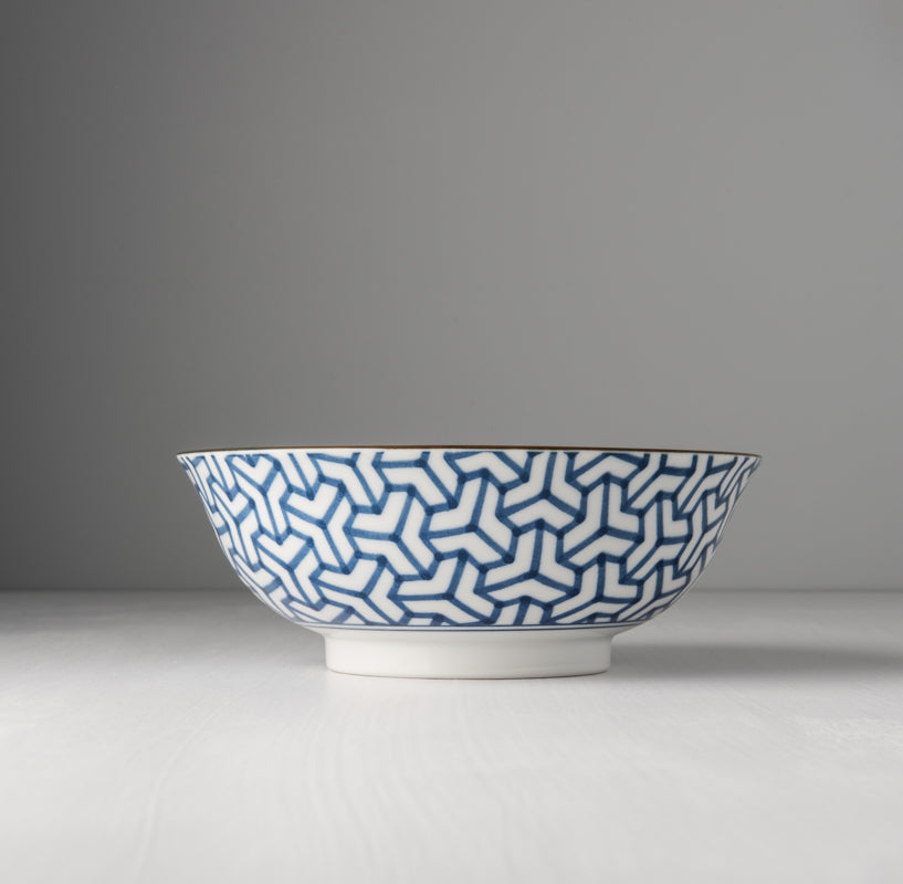 Bowl 19cm Indigo Ikat Herringbone Design - Image 2