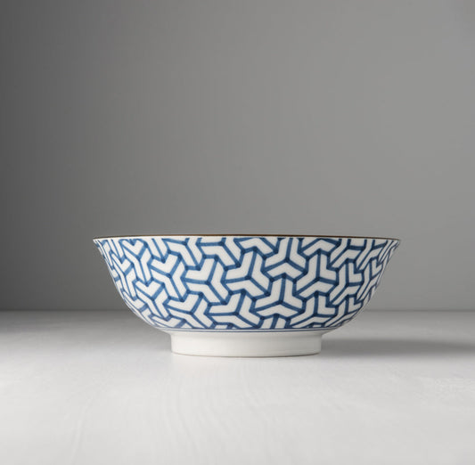 Bowl 19cm Indigo Ikat Herringbone Design - Image 2