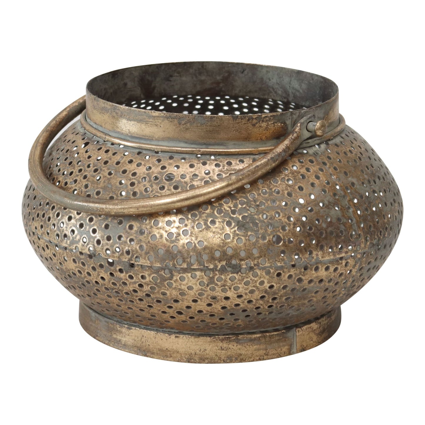 Lustre Pinholes w Handle Pillar Candle holder 21cm - Image 2
