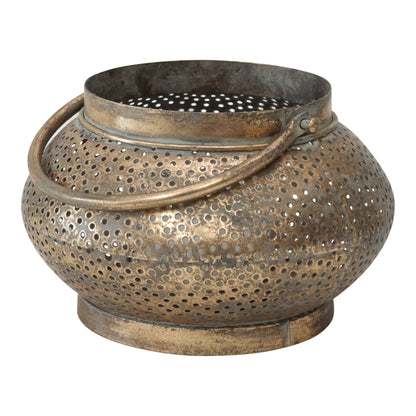 Lustre Pinholes w Handle Pillar Candle holder 21cm - Image 2