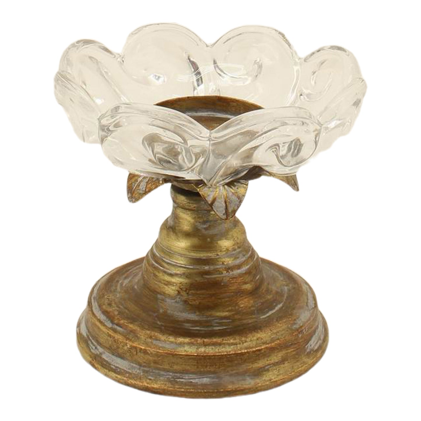 Lustre & Glass Lotus Pillar Candle Holder 16cm