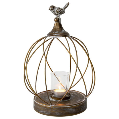 Elementals Pillar Candle Holder w Perched Bird 32cm
