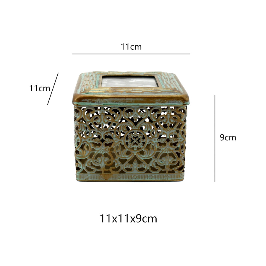Ornate Square Trinket Box w Photo Lid 11cm - Image 3