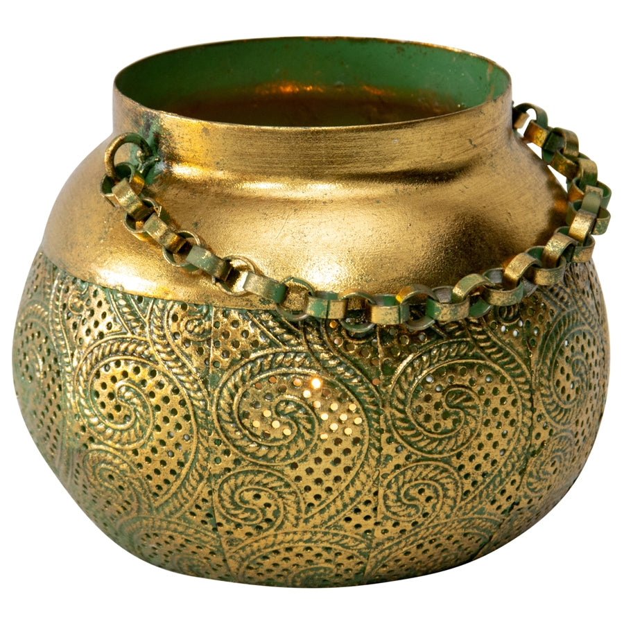 Lustre Swirl Candle Holder w Link Chain 16cm - Image 4