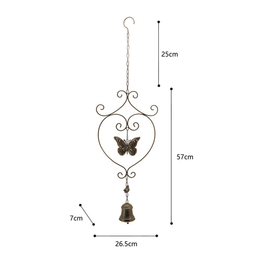 Hanging Butterfly w Bird + Bell 89cm - Image 2
