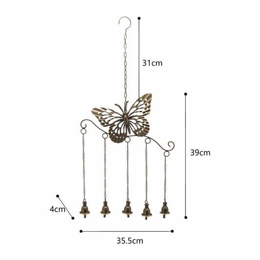 Hanging Butterfly Mobile w 5 Bells 77cm - Image 2
