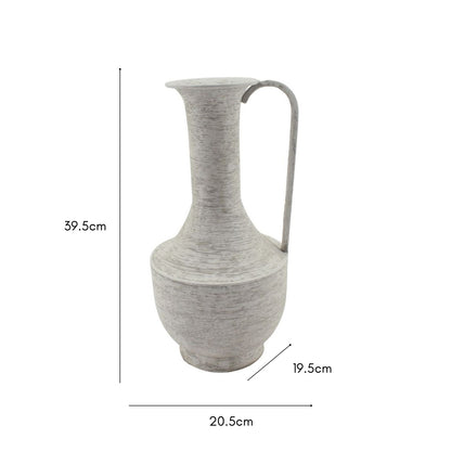 Brushed White Urn w Rounded Handle 39cm - Image 3