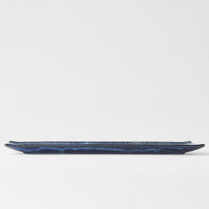 Plate Rectangular 33x10cm Lines Dark Blue Glaze - Image 3