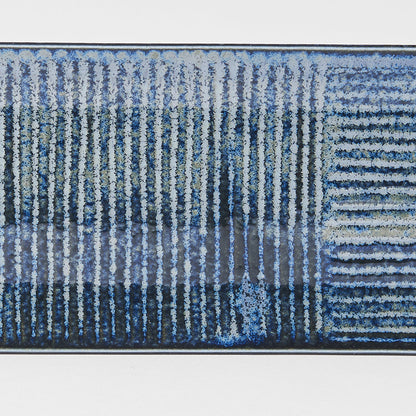 Plate Rectangular 33x10cm Lines Dark Blue Glaze - Image 4
