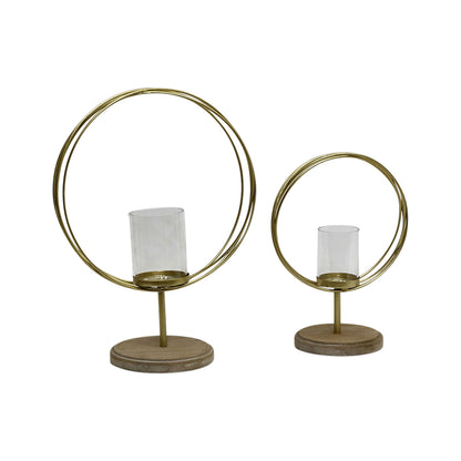 Set 2 Aura Candle holders on Timber Base 38cm - Image 3