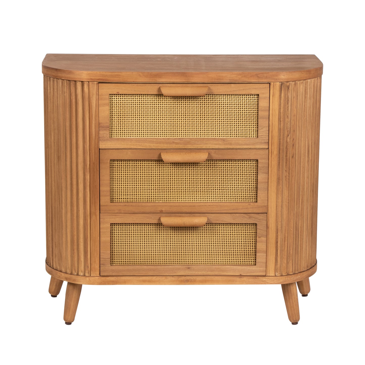 Mid Century Ribbed 3 Drawer Cabinet 81cm