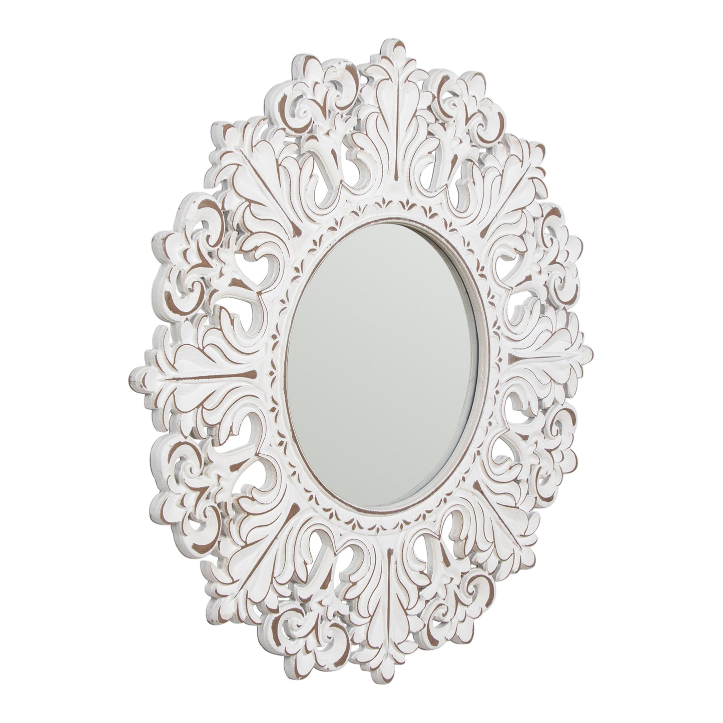 Hamptons Ornate Carve Round Wall Mirror 80cm - Image 2