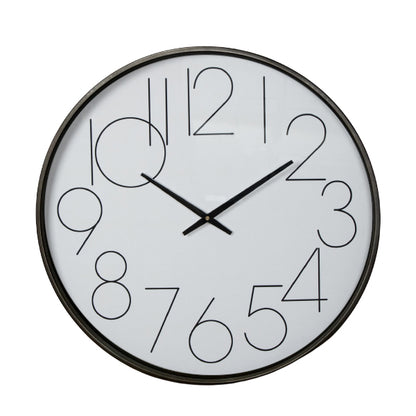 Contemporary Monochrome Wall Clock w Glass Front 60cm