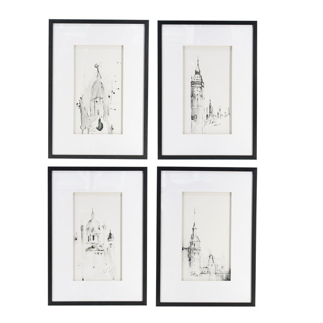 Set 4 Steeple Buildings Framed Prints 76cm