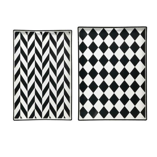 Set 2 Patterned Rectangular Trays 48cm - Image 2