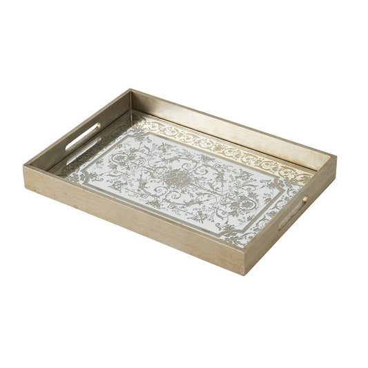 Floral Mirrored Rectangular Tray 51cm