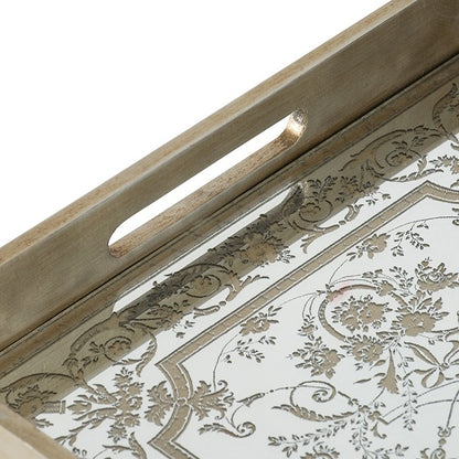Floral Mirrored Rectangular Tray 51cm - Image 2
