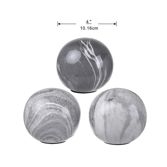 Set 3 Grey Marbleized Balls 10cm - Image 2