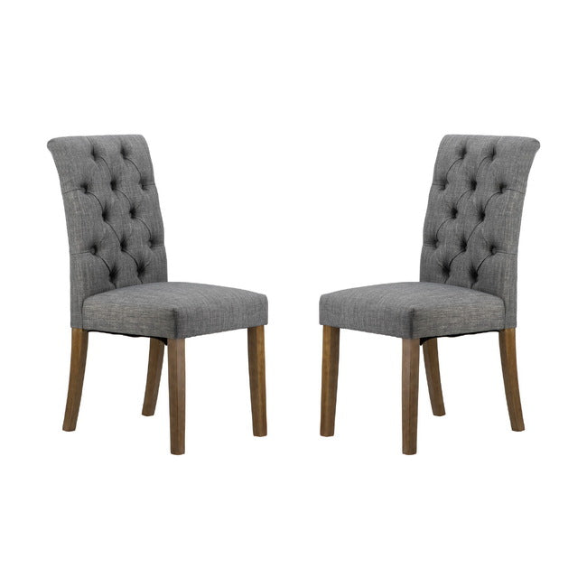 Set 2 Grey Buttoned Back Armless Dining Chairs 98cm
