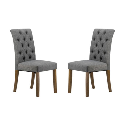 Set 2 Grey Buttoned Back Armless Dining Chairs 98cm