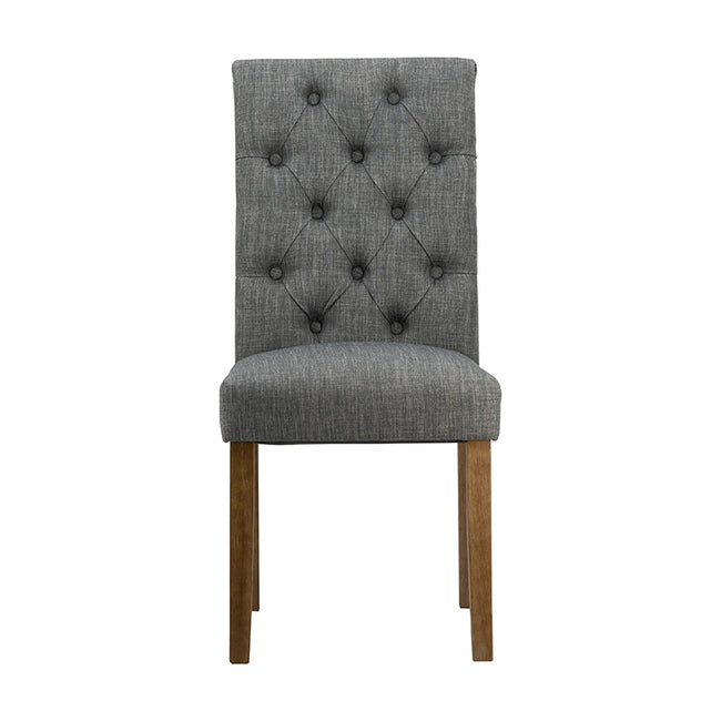 Set 2 Grey Buttoned Back Armless Dining Chairs 98cm - Image 2