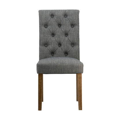 Set 2 Grey Buttoned Back Armless Dining Chairs 98cm - Image 2