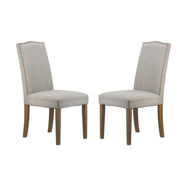 Set 2 Studded Smoky Grey Armless Dining Chairs 100cm
