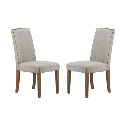 Set 2 Studded Smoky Grey Armless Dining Chairs 100cm