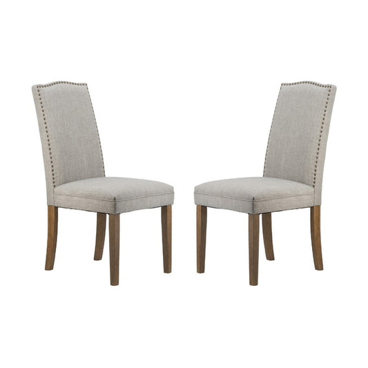 Set 2 Studded Smoky Grey Armless Dining Chairs 100cm