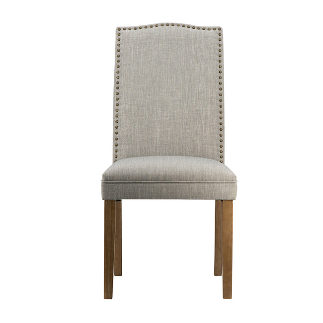 Set 2 Studded Smoky Grey Armless Dining Chairs 100cm - Image 2