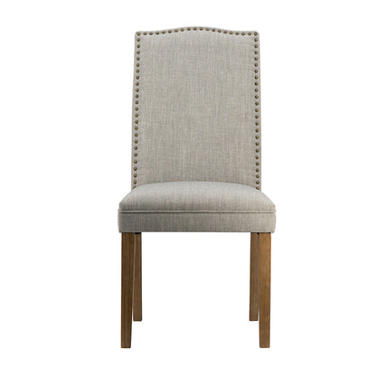 Set 2 Studded Smoky Grey Armless Dining Chairs 100cm - Image 2