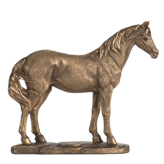 Horse Statue in Rustic Gold Finish 18cm