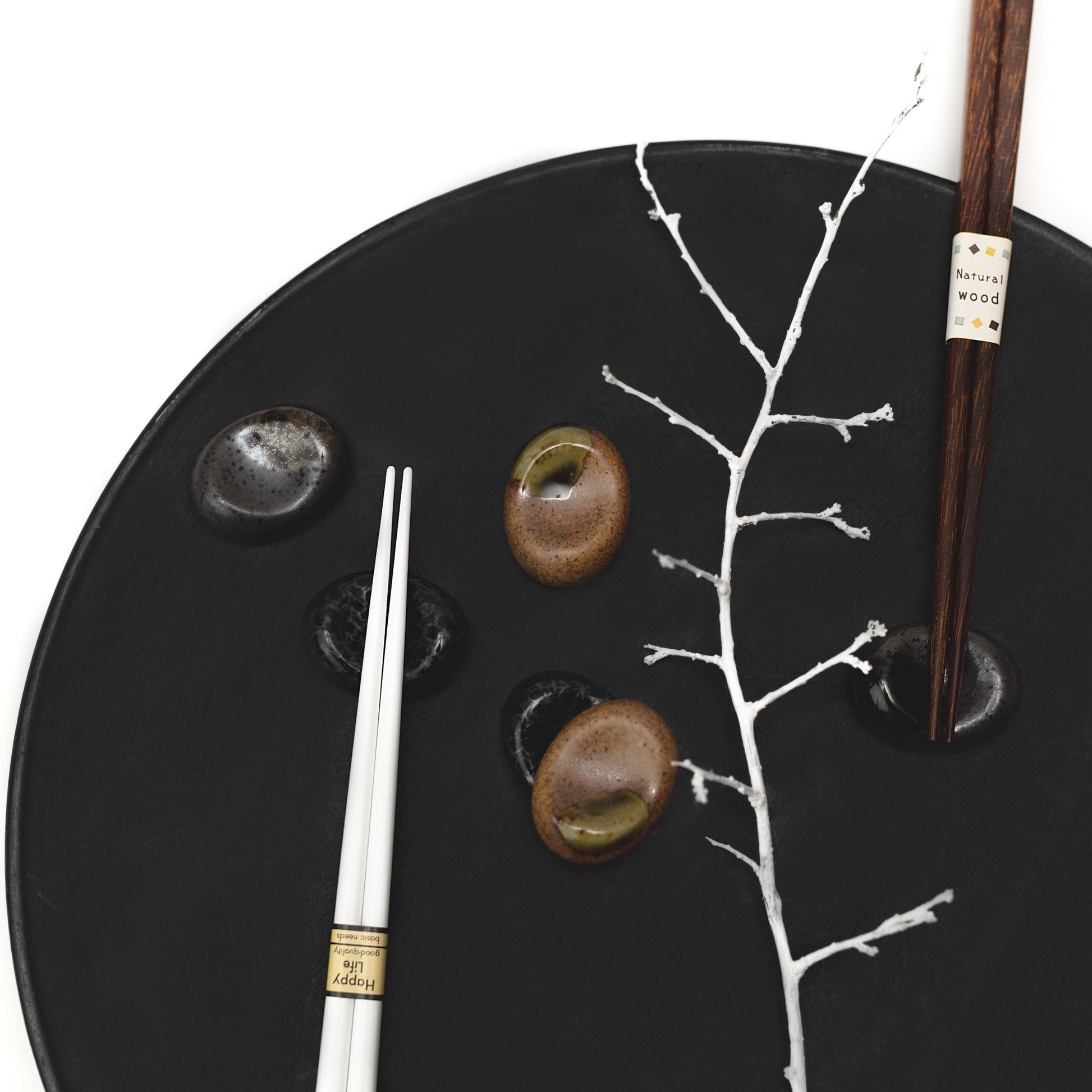 Chopstick Rest Pebble Matt Black Glaze - Image 3