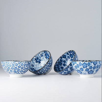 Bowl Set 4pcs Blue Plum Cherry Blossom Design - Image 2