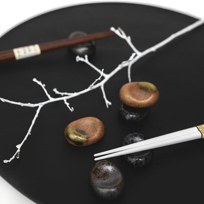 Chopstick Rest Pebble Brown with Green Splash - Image 3