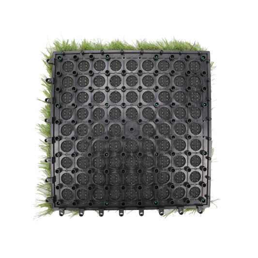 9 Pieces of Interconnecting Artificial Grass Decking Tiles (UV Resistant) 30cm x 30cm - Image 2