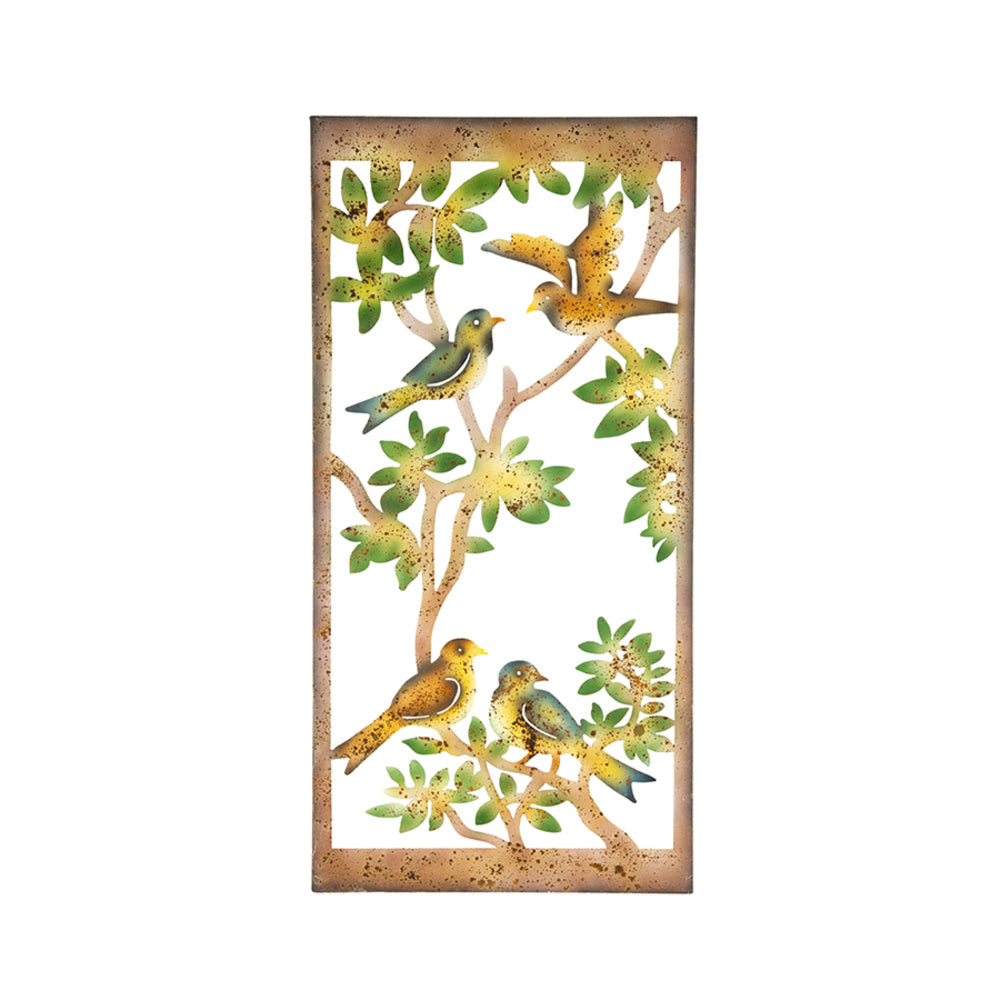 Laser Cut Colourful Birds on Branches Wall Art 90cm