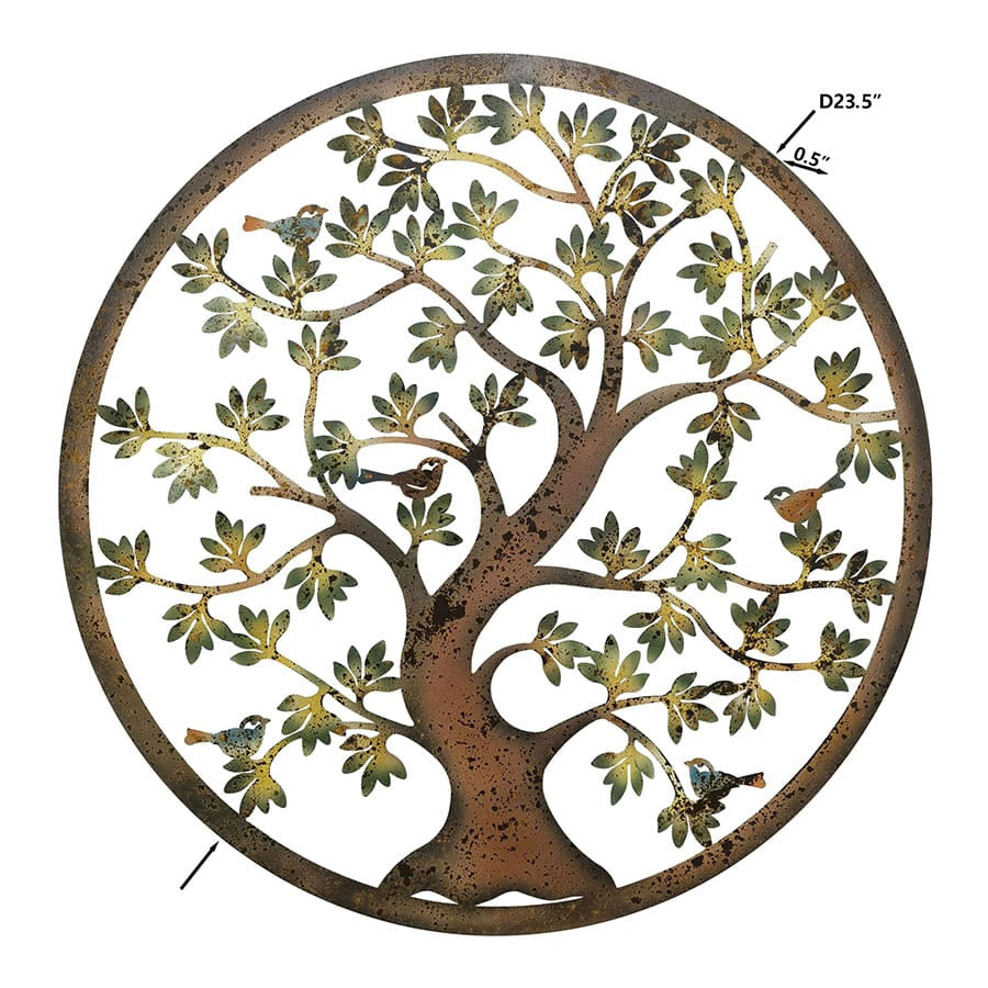 Laser Cut Colourful Round Tree Of Life w 3 Birds Wall Art 60cm - Image 5